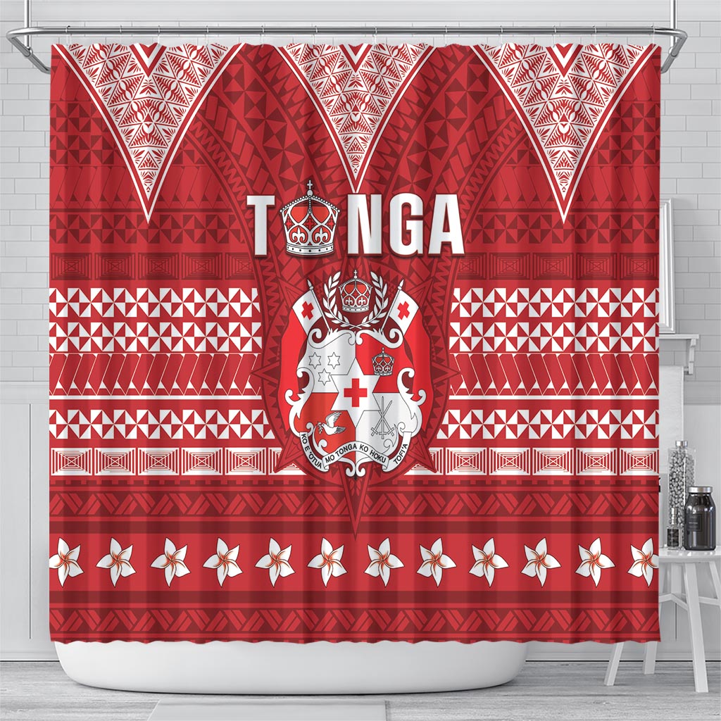 Tonga King Tupou VI Day Shower Curtain Traditional Tongan Kupesi Pattern LT05 - Polynesian Pride