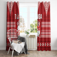 Tonga King Tupou VI Day Window Curtain Traditional Tongan Kupesi Pattern LT05 - Polynesian Pride