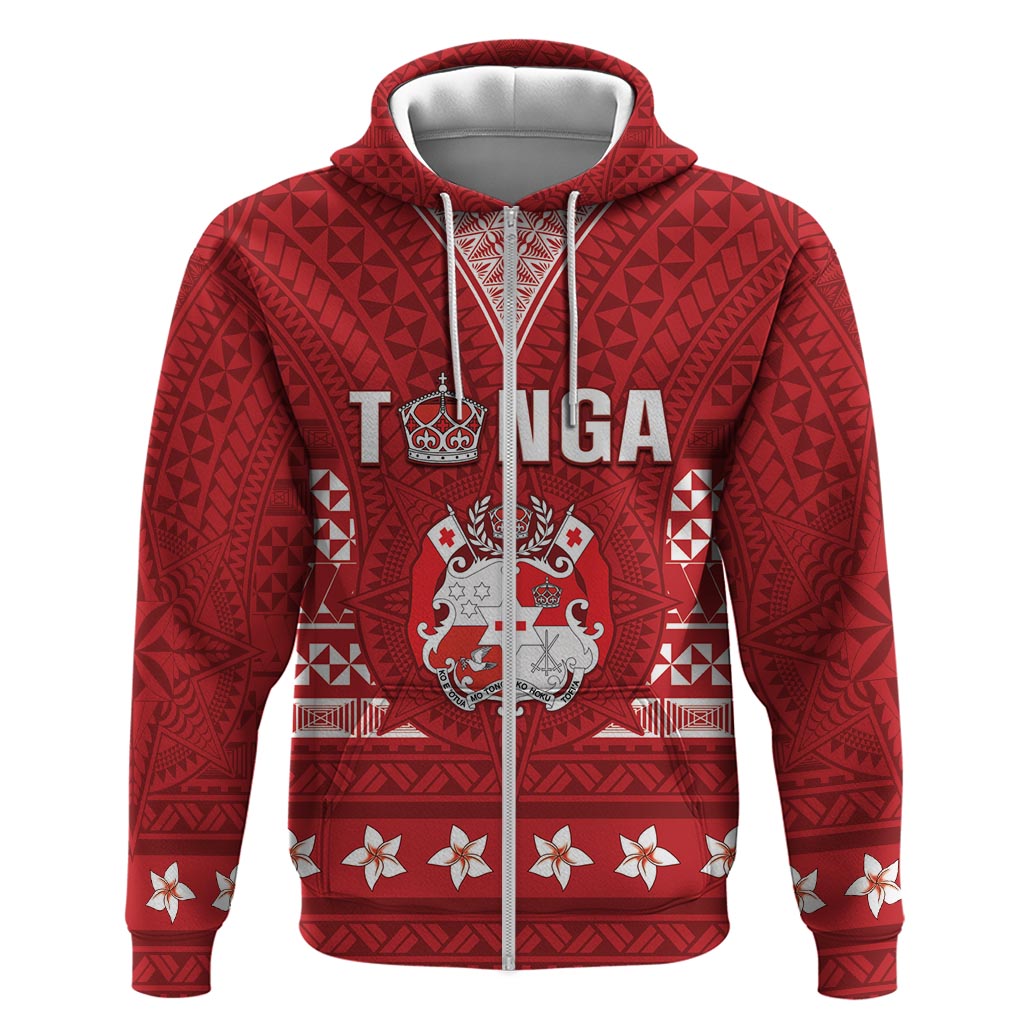 Tonga King Tupou VI Day Zip Hoodie Traditional Tongan Kupesi Pattern LT05 Zip Hoodie Red - Polynesian Pride