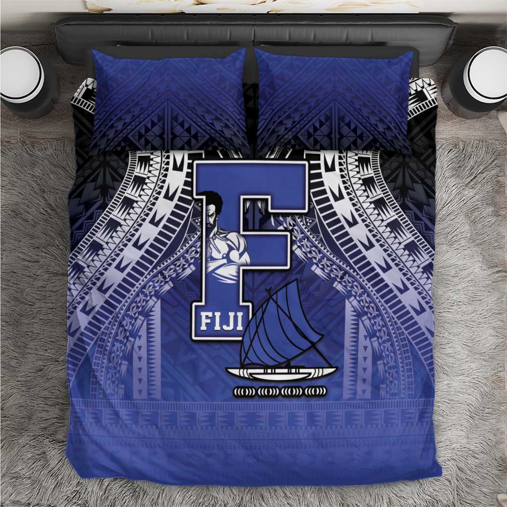 Fiji Drua Bedding Set Fijian Tapa Pattern LT05 Blue - Polynesian Pride