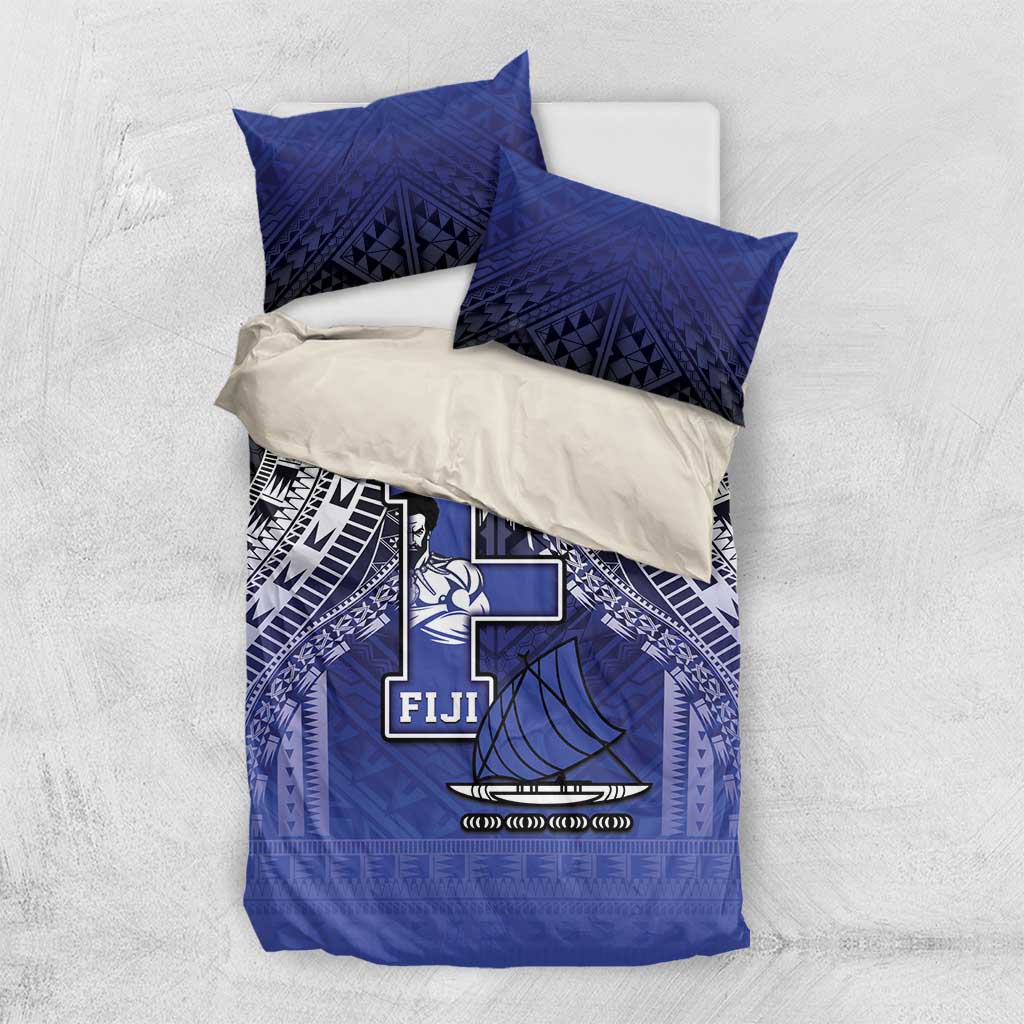 Fiji Drua Bedding Set Fijian Tapa Pattern LT05 US Twin 172cm x 218cm Blue - Polynesian Pride