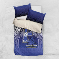 Fiji Drua Bedding Set Fijian Tapa Pattern LT05 US Twin 172cm x 218cm Blue - Polynesian Pride