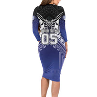 Custom Fiji Drua Long Sleeve Bodycon Dress Fijian Tapa Pattern LT05 - Polynesian Pride