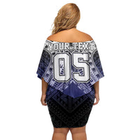 Custom Fiji Drua Off Shoulder Short Dress Fijian Tapa Pattern LT05 - Polynesian Pride