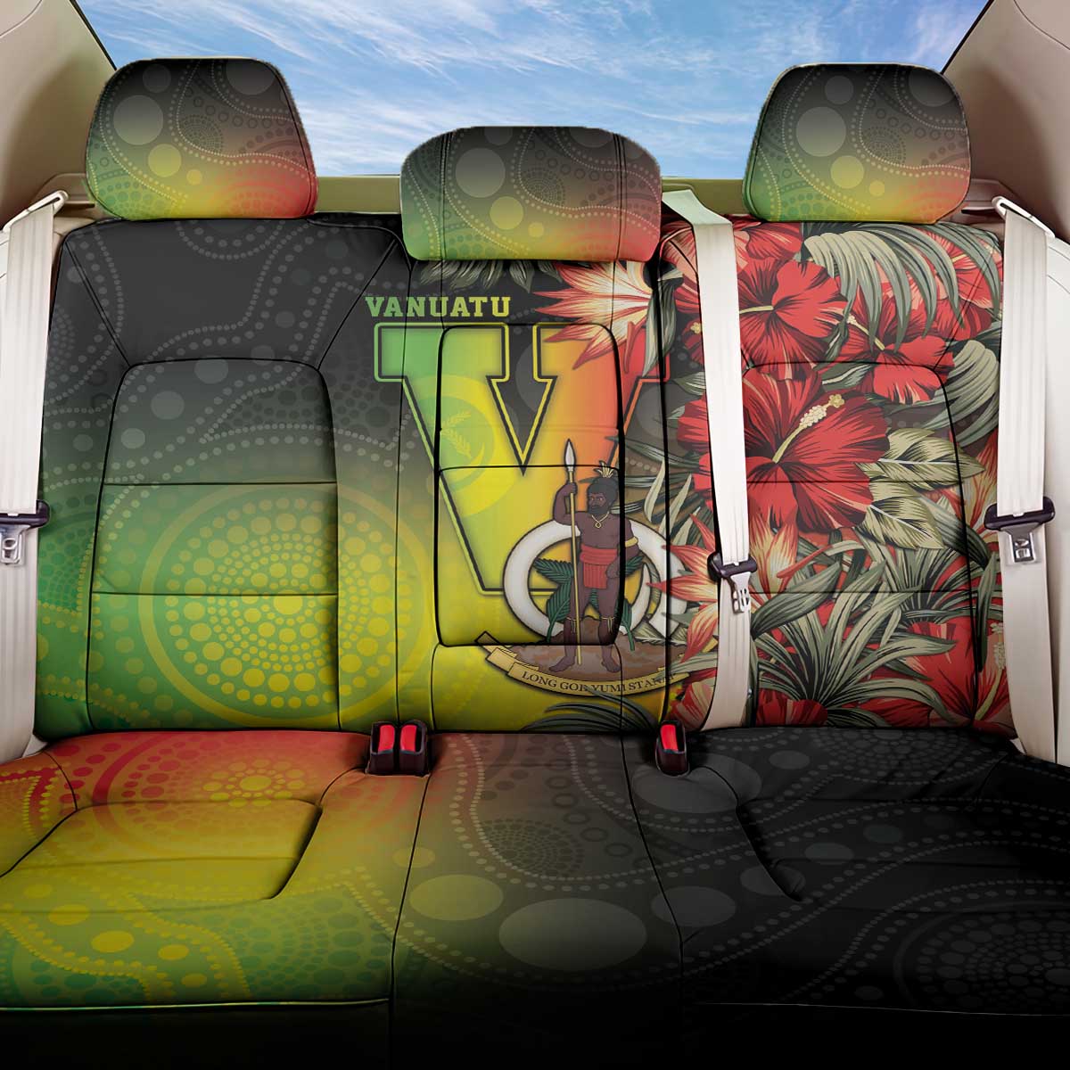 Aboriginal Dot Art Vanuatu Back Car Seat Cover Tropical Flowers LT05 One Size Reggae - Polynesian Pride