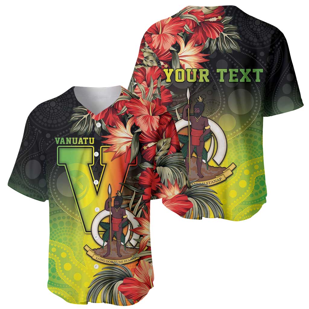 Aboriginal Dot Art Vanuatu Personalised Baseball Jersey Tropical Flowers LT05 - Polynesian Pride