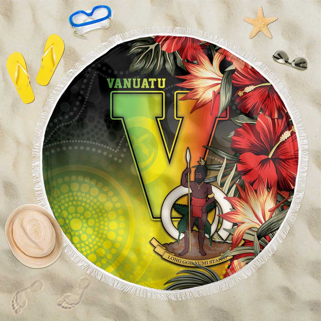 Aboriginal Dot Art Vanuatu Beach Blanket Tropical Flowers LT05 One Size 150cm Reggae - Polynesian Pride