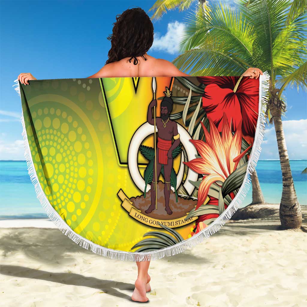 Aboriginal Dot Art Vanuatu Beach Blanket Tropical Flowers LT05 - Polynesian Pride
