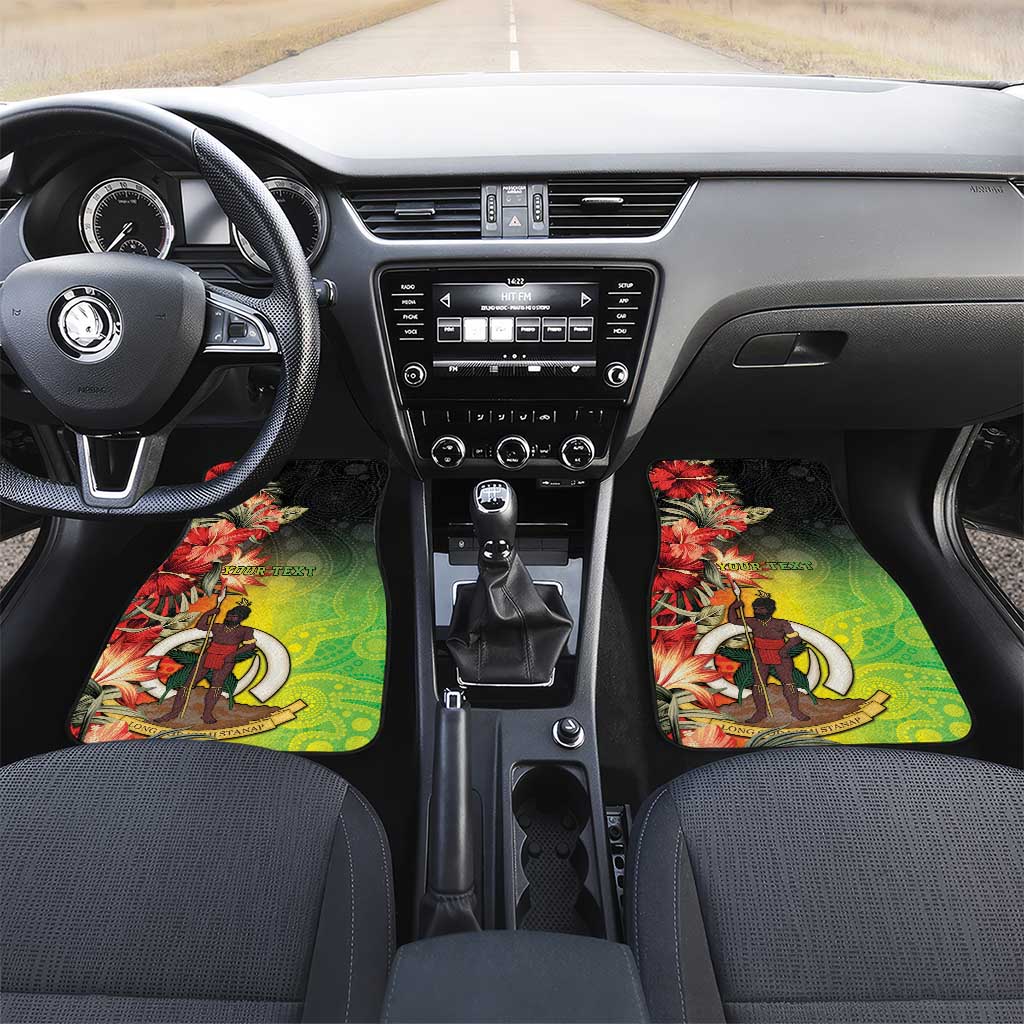 Aboriginal Dot Art Vanuatu Personalised Car Mats Tropical Flowers LT05 Set 2pcs - Front Reggae - Polynesian Pride