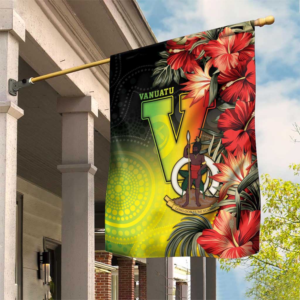 Aboriginal Dot Art Vanuatu Garden Flag Tropical Flowers LT05 House Flag Reggae - Polynesian Pride