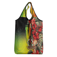 Aboriginal Dot Art Vanuatu Grocery Bag Tropical Flowers LT05 - Polynesian Pride