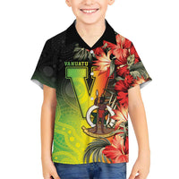 Aboriginal Dot Art Vanuatu Personalised Kid Hawaiian Shirt Tropical Flowers LT05 Kid Reggae - Polynesian Pride