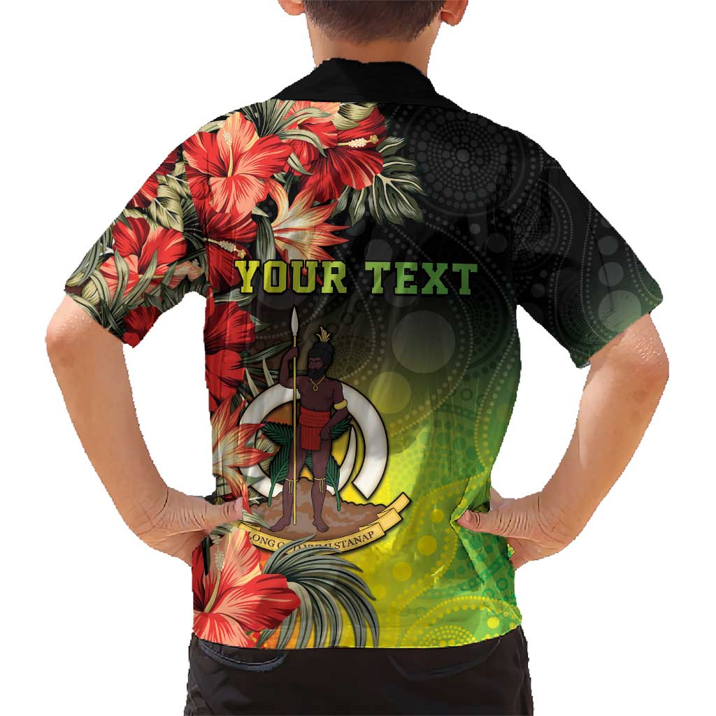 Aboriginal Dot Art Vanuatu Personalised Kid Hawaiian Shirt Tropical Flowers LT05 - Polynesian Pride
