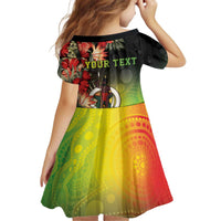 Aboriginal Dot Art Vanuatu Personalised Kid Short Sleeve Dress Tropical Flowers LT05 - Polynesian Pride