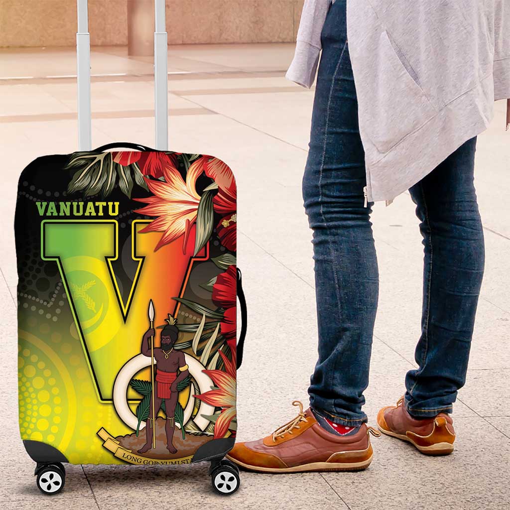 Aboriginal Dot Art Vanuatu Luggage Cover Tropical Flowers LT05 Reggae - Polynesian Pride