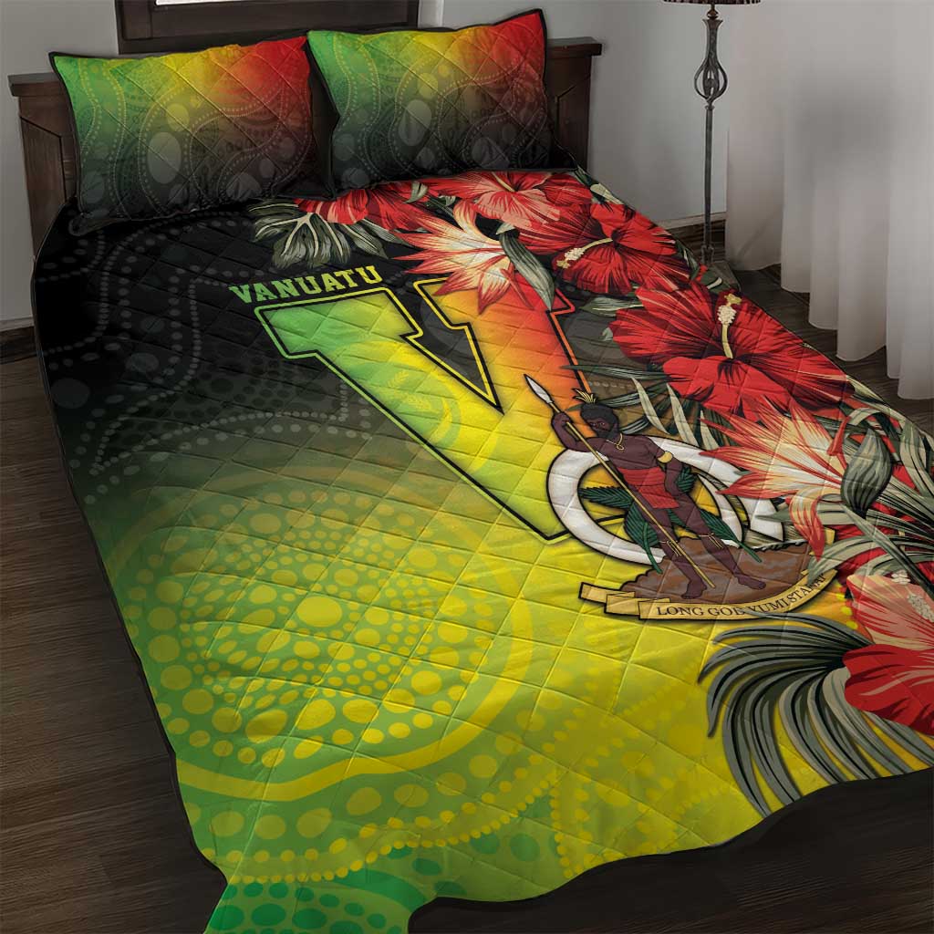 Aboriginal Dot Art Vanuatu Quilt Bed Set Tropical Flowers LT05 Reggae - Polynesian Pride