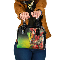 Aboriginal Dot Art Vanuatu Shoulder Handbag Tropical Flowers LT05 One Size Reggae - Polynesian Pride