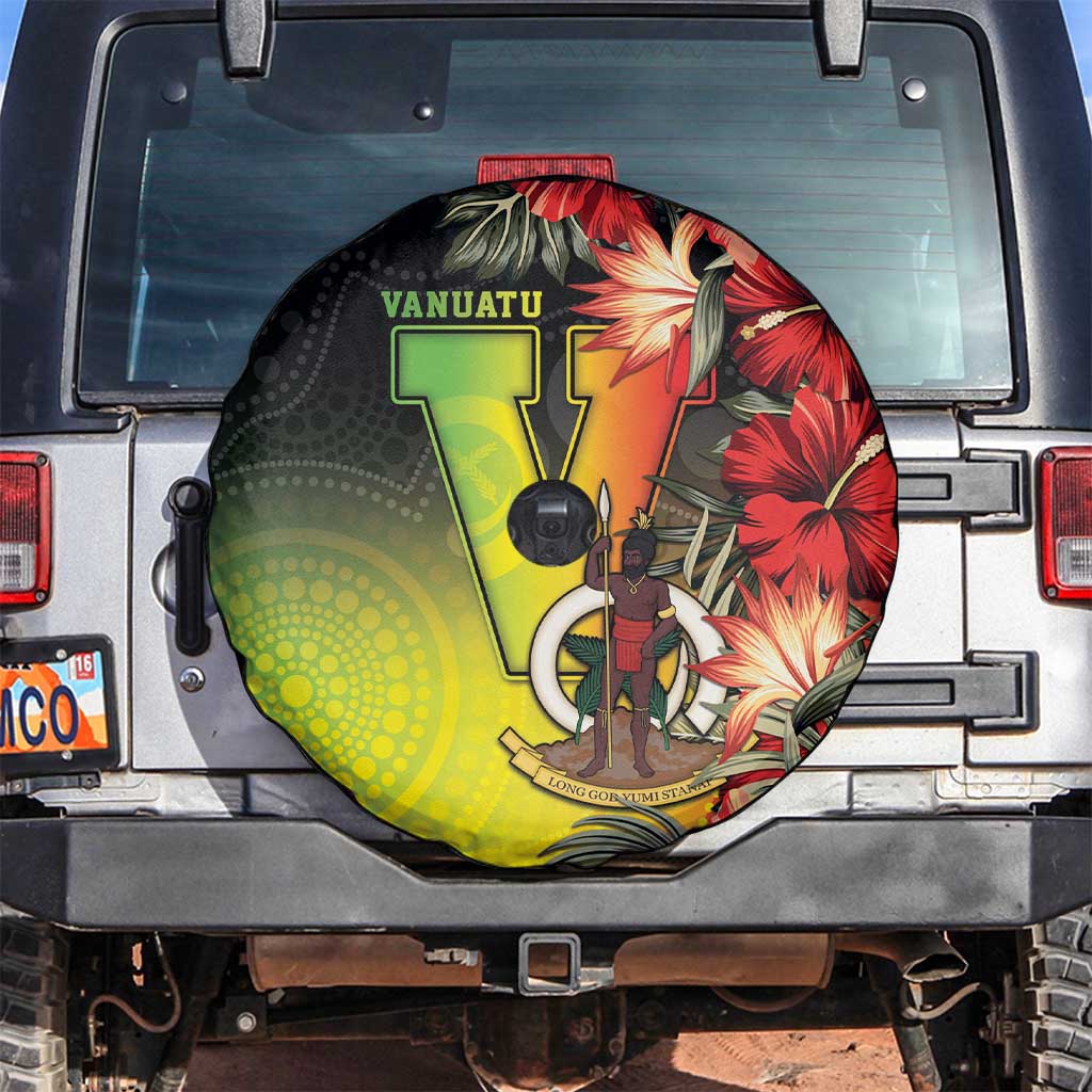 Aboriginal Dot Art Vanuatu Spare Tire Cover Tropical Flowers LT05 Reggae - Polynesian Pride