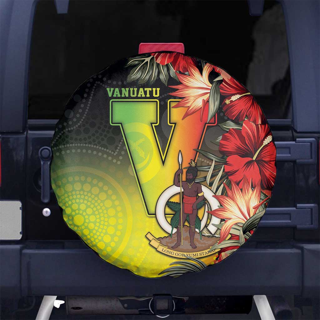 Aboriginal Dot Art Vanuatu Spare Tire Cover Tropical Flowers LT05 No hole Reggae - Polynesian Pride