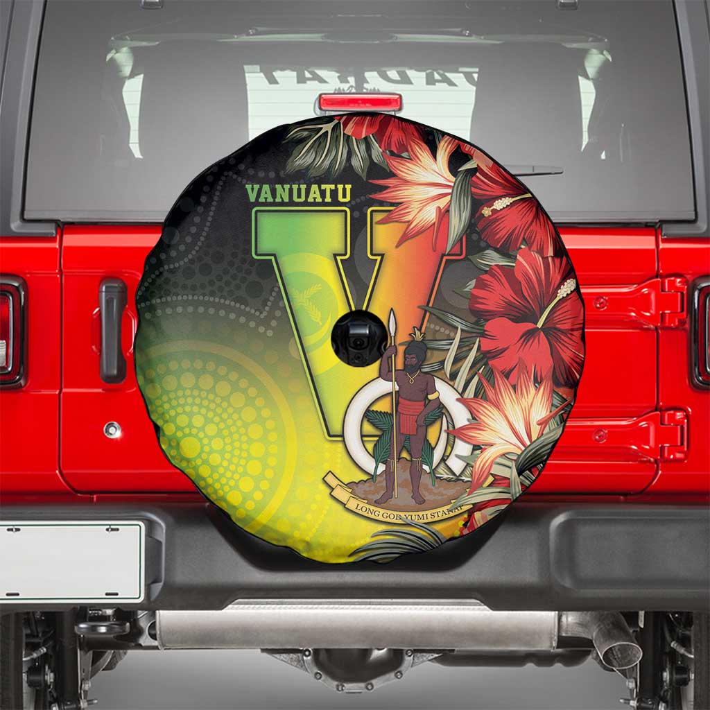 Aboriginal Dot Art Vanuatu Spare Tire Cover Tropical Flowers LT05 - Polynesian Pride