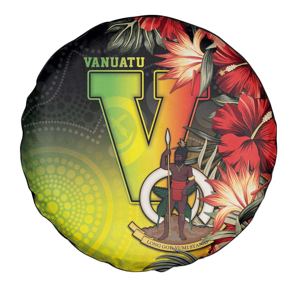 Aboriginal Dot Art Vanuatu Spare Tire Cover Tropical Flowers LT05 - Polynesian Pride