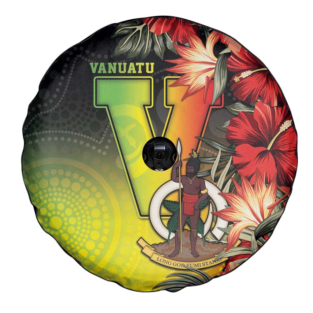 Aboriginal Dot Art Vanuatu Spare Tire Cover Tropical Flowers LT05 - Polynesian Pride