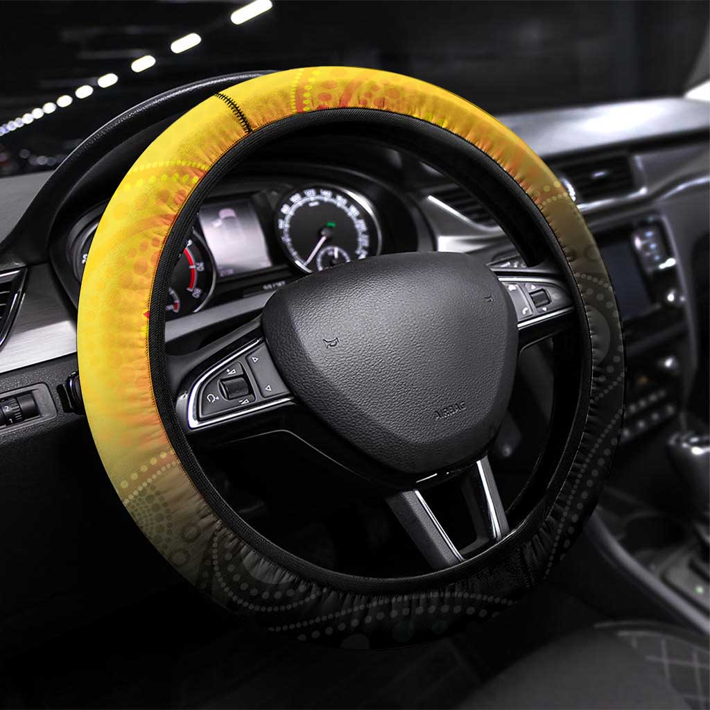 Aboriginal Dot Art Vanuatu Steering Wheel Cover Tropical Flowers LT05 Universal Fit Reggae - Polynesian Pride