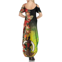 Aboriginal Dot Art Vanuatu Personalised Summer Maxi Dress Tropical Flowers LT05 - Polynesian Pride