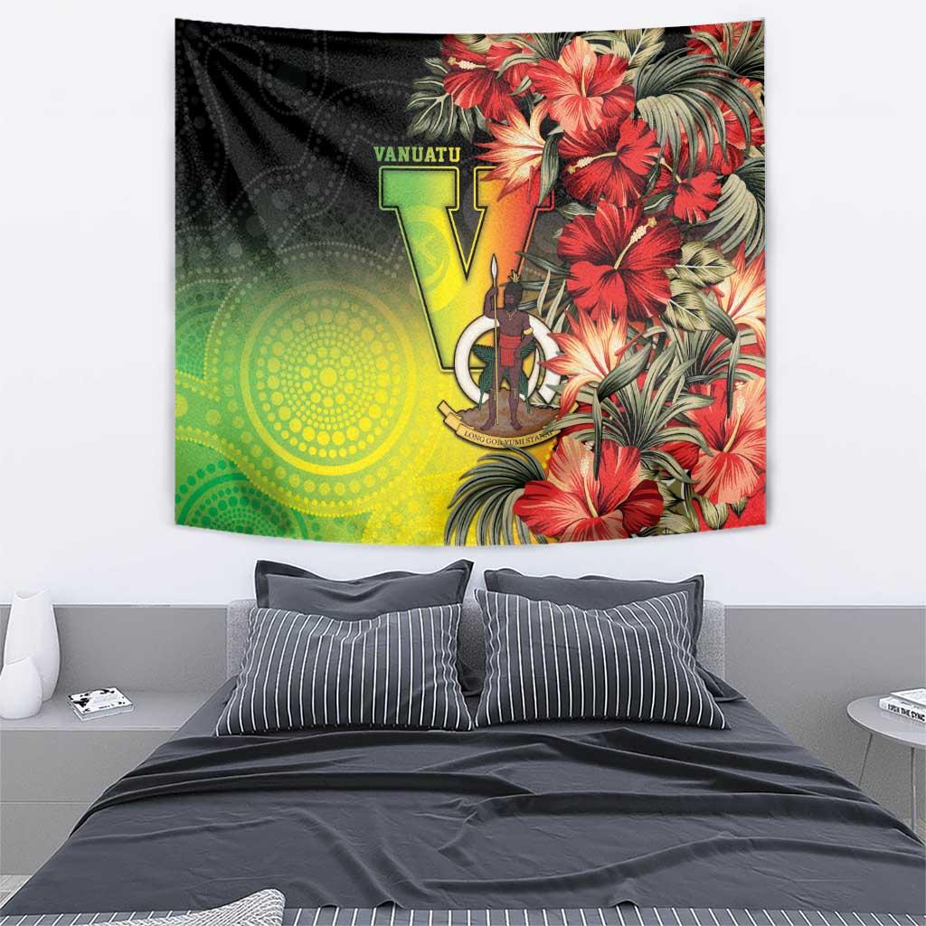 Aboriginal Dot Art Vanuatu Tapestry Tropical Flowers LT05 - Polynesian Pride