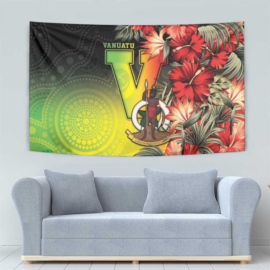 Aboriginal Dot Art Vanuatu Tapestry Tropical Flowers LT05 - Polynesian Pride