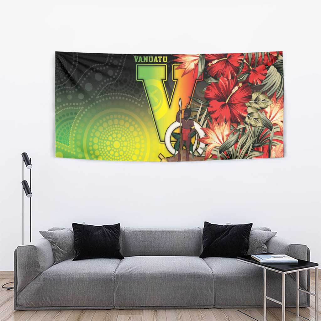 Aboriginal Dot Art Vanuatu Tapestry Tropical Flowers LT05 - Polynesian Pride