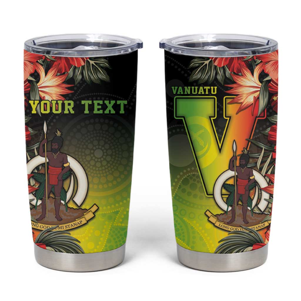 Aboriginal Dot Art Vanuatu Personalised Tumbler Cup Tropical Flowers LT05 Reggae - Polynesian Pride