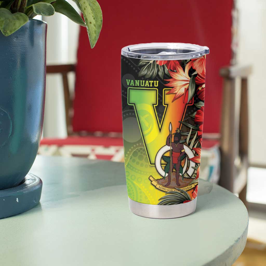 Aboriginal Dot Art Vanuatu Personalised Tumbler Cup Tropical Flowers LT05 - Polynesian Pride