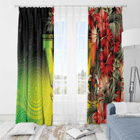 Aboriginal Dot Art Vanuatu Window Curtain Tropical Flowers LT05 - Polynesian Pride