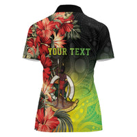 Aboriginal Dot Art Vanuatu Personalised Women Polo Shirt Tropical Flowers LT05 - Polynesian Pride