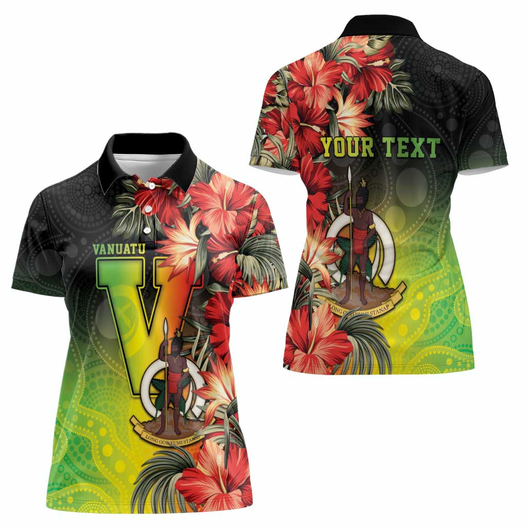 Aboriginal Dot Art Vanuatu Personalised Women Polo Shirt Tropical Flowers LT05 - Polynesian Pride