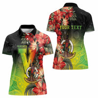 Aboriginal Dot Art Vanuatu Personalised Women Polo Shirt Tropical Flowers LT05 - Polynesian Pride
