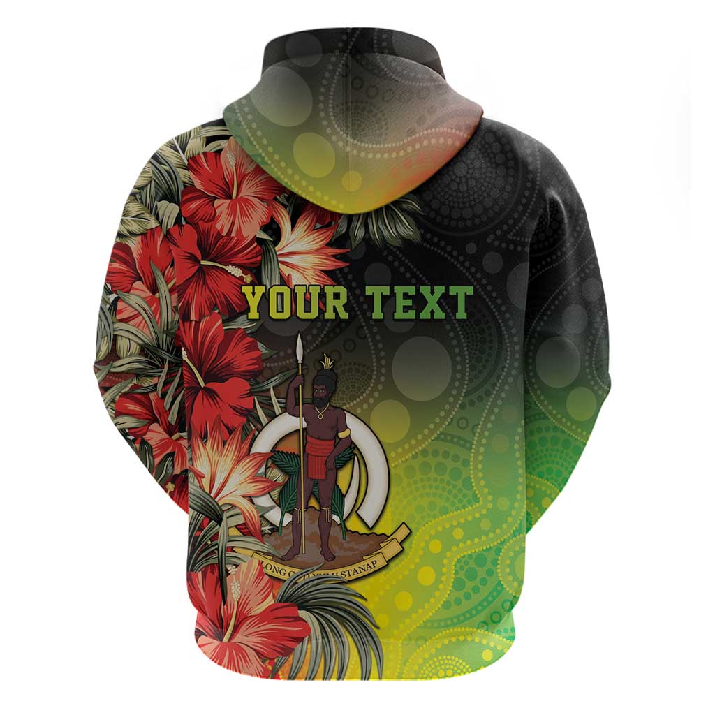 Aboriginal Dot Art Vanuatu Personalised Zip Hoodie Tropical Flowers LT05 - Polynesian Pride