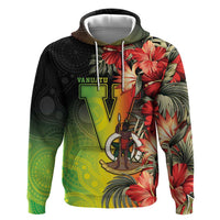 Aboriginal Dot Art Vanuatu Personalised Zip Hoodie Tropical Flowers LT05 Pullover Hoodie Reggae - Polynesian Pride