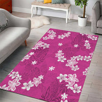 Hawaii Monstera Deliciosa Area Rug Pink Plumeria Polynesian Pattern LT05 - Polynesian Pride
