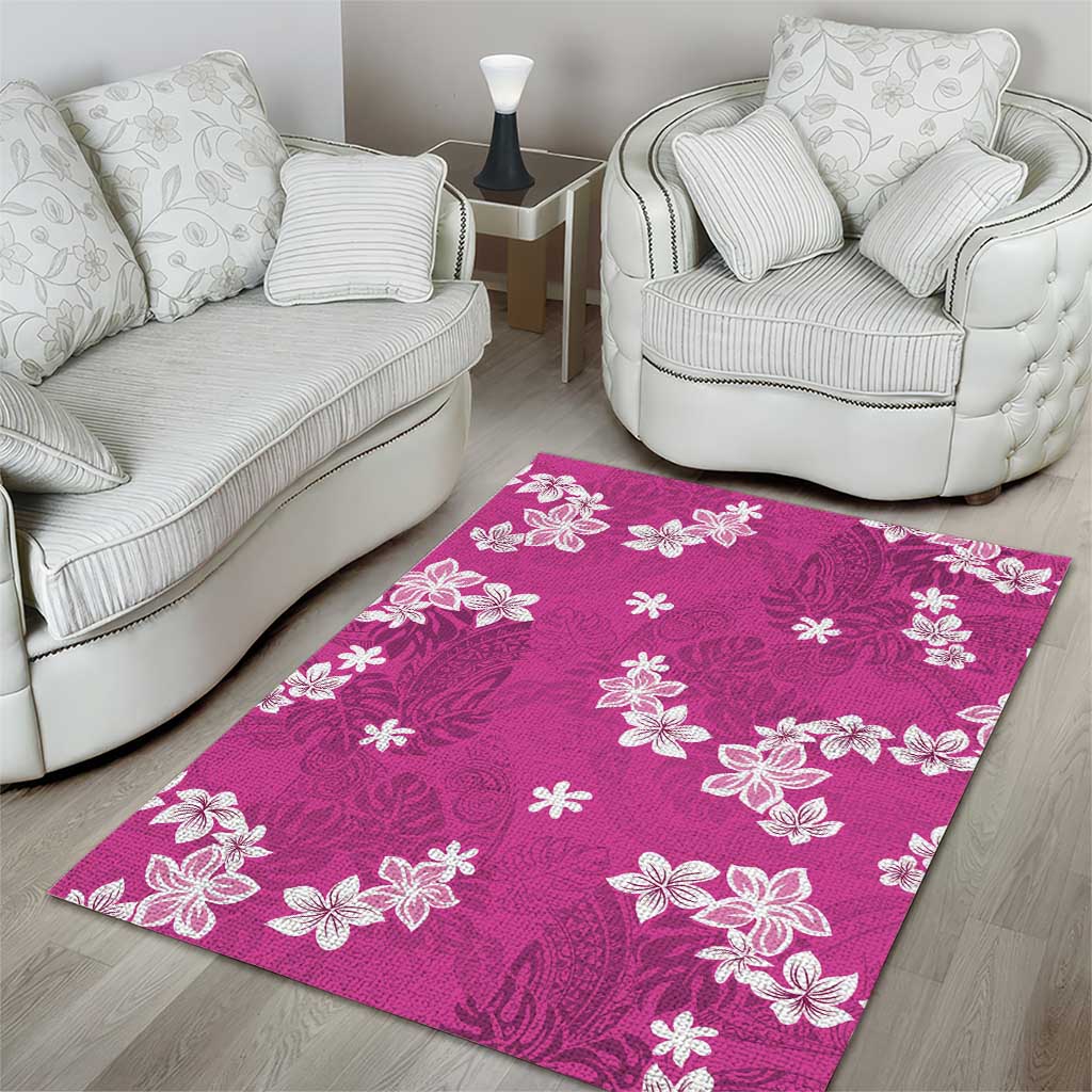 Hawaii Monstera Deliciosa Area Rug Pink Plumeria Polynesian Pattern LT05 - Polynesian Pride