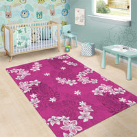 Hawaii Monstera Deliciosa Area Rug Pink Plumeria Polynesian Pattern LT05 - Polynesian Pride