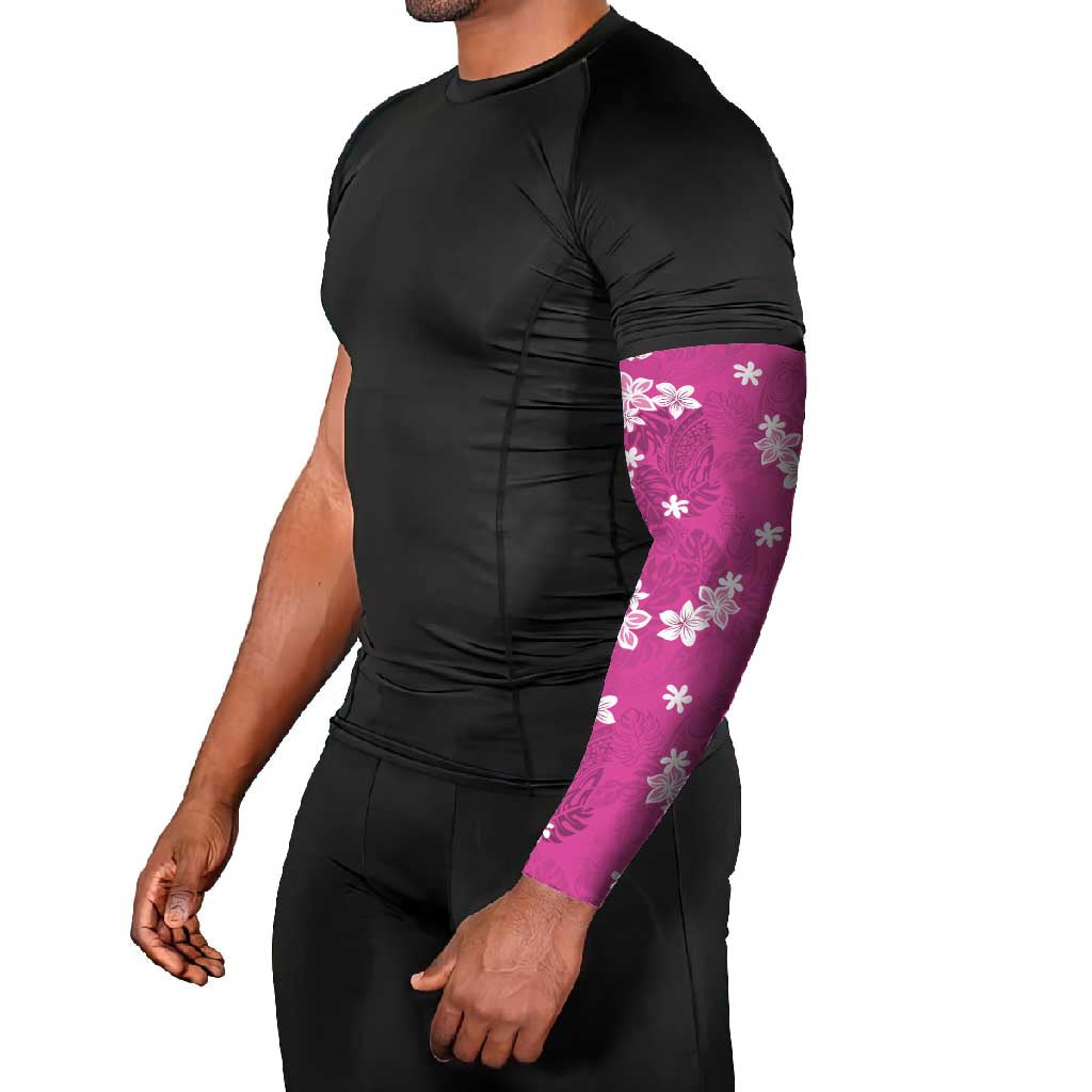 Hawaii Monstera Deliciosa Arm Sleeves Pink Plumeria Polynesian Pattern LT05 - Polynesian Pride