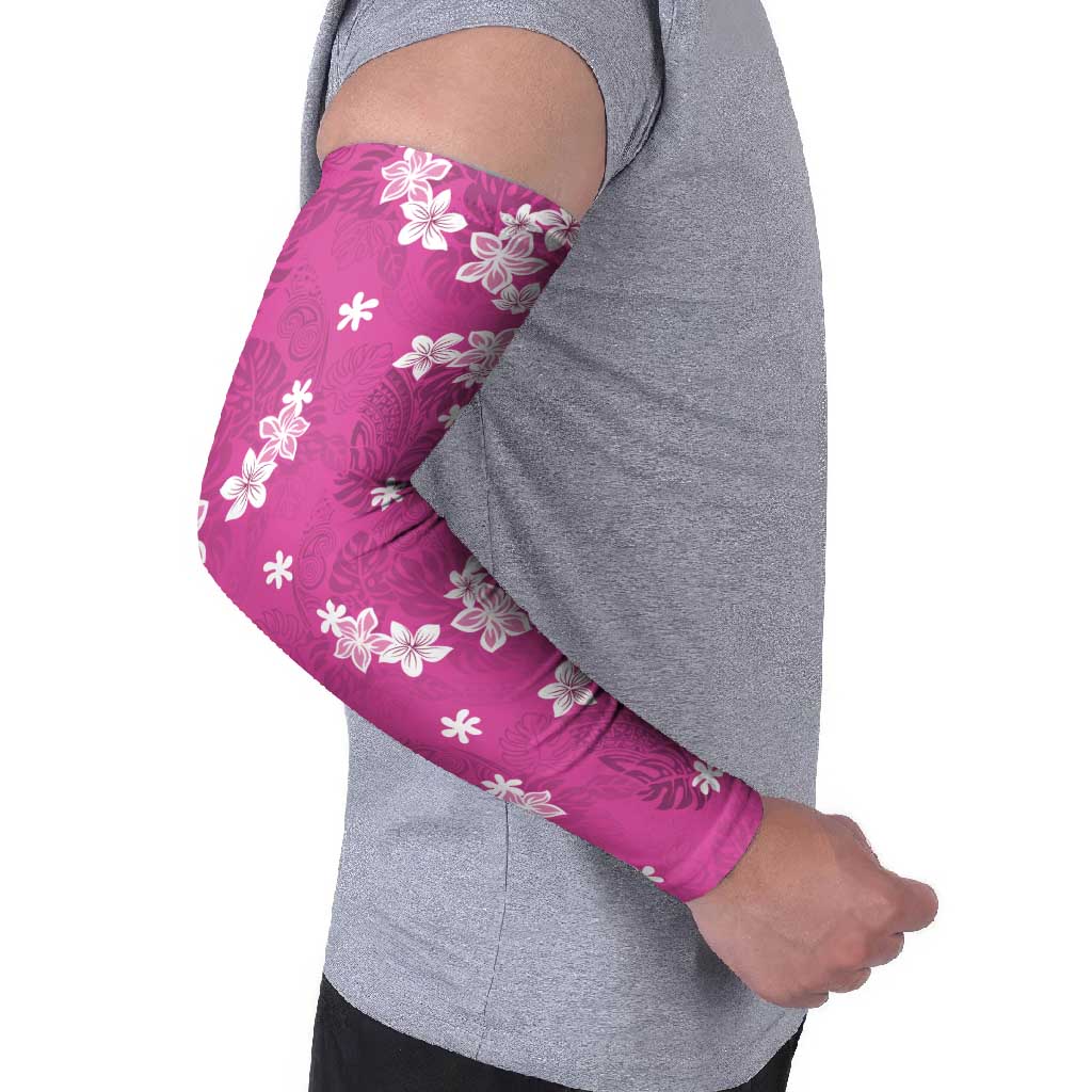 Hawaii Monstera Deliciosa Arm Sleeves Pink Plumeria Polynesian Pattern LT05 - Polynesian Pride