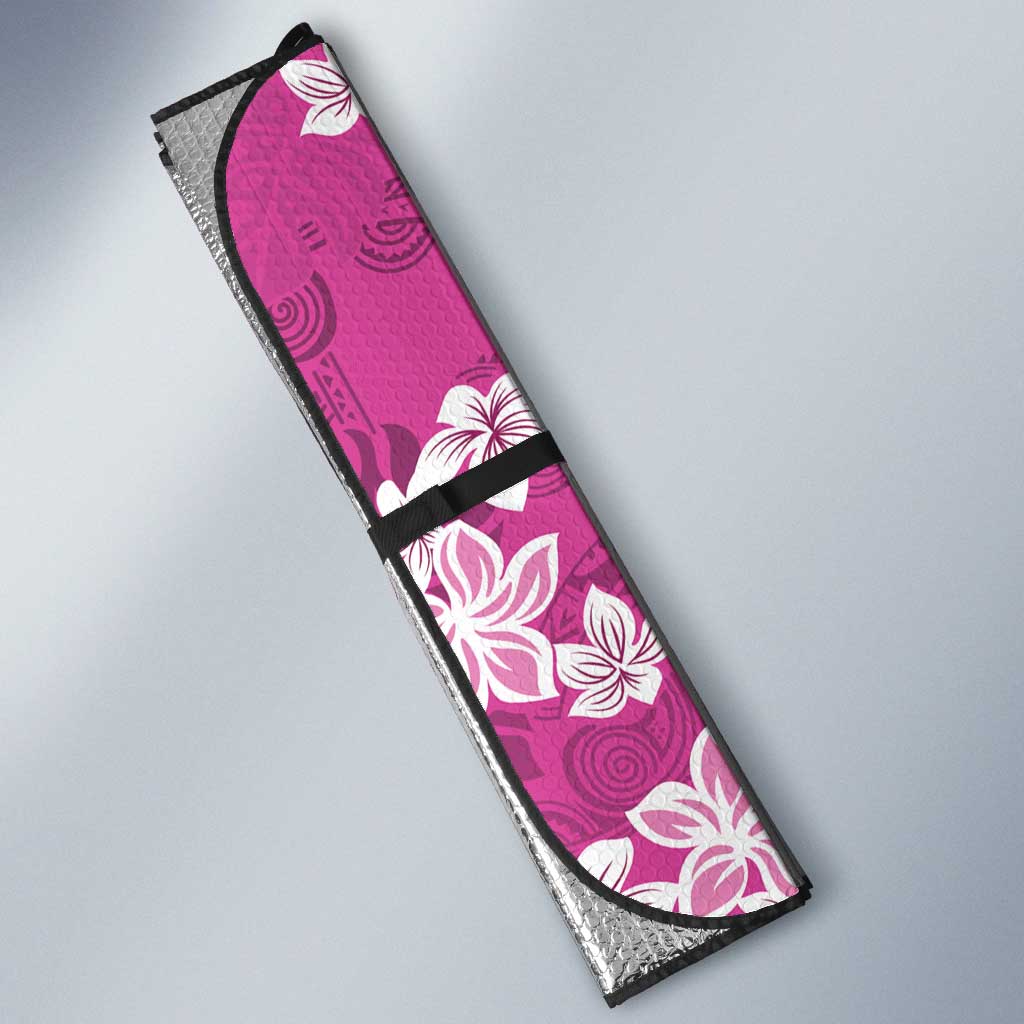 Hawaii Monstera Deliciosa Auto Sun Shade Pink Plumeria Polynesian Pattern LT05 - Polynesian Pride