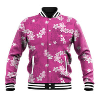 Hawaii Monstera Deliciosa Baseball Jacket Pink Plumeria Polynesian Pattern LT05 Unisex Pink - Polynesian Pride