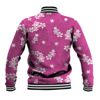 Hawaii Monstera Deliciosa Baseball Jacket Pink Plumeria Polynesian Pattern LT05 - Polynesian Pride