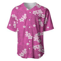 Hawaii Monstera Deliciosa Baseball Jersey Pink Plumeria Polynesian Pattern LT05 Pink - Polynesian Pride