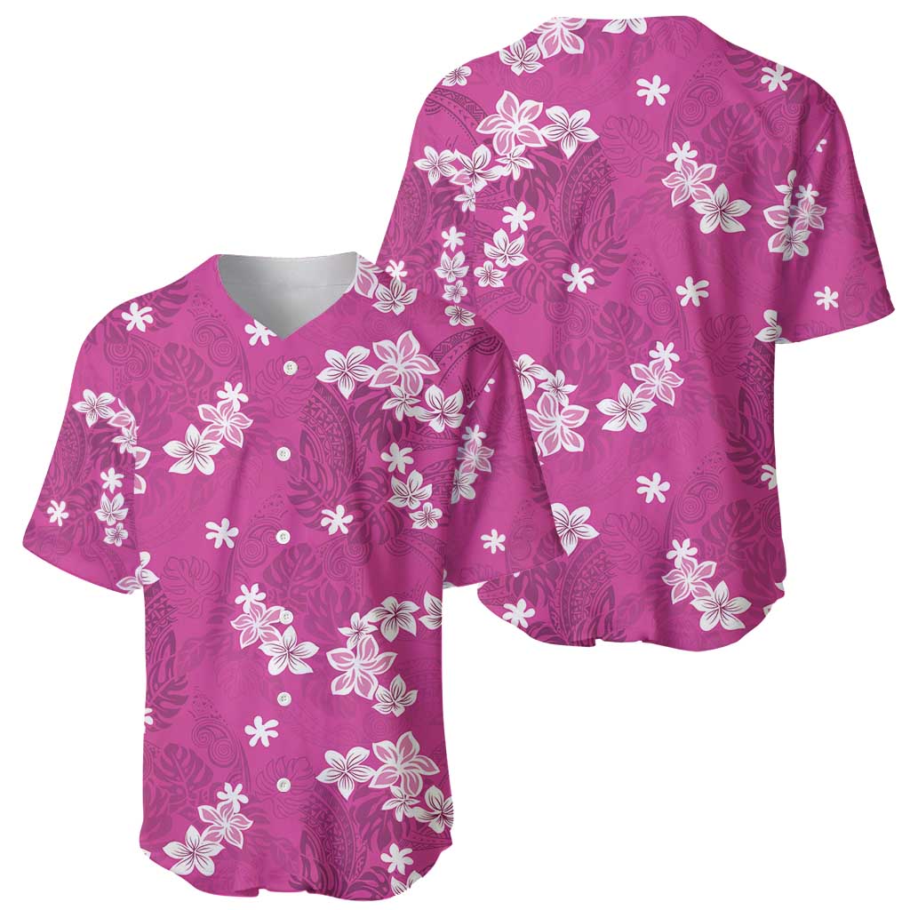 Hawaii Monstera Deliciosa Baseball Jersey Pink Plumeria Polynesian Pattern LT05 - Polynesian Pride