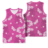 Hawaii Monstera Deliciosa Basketball Jersey Pink Plumeria Polynesian Pattern LT05 - Polynesian Pride